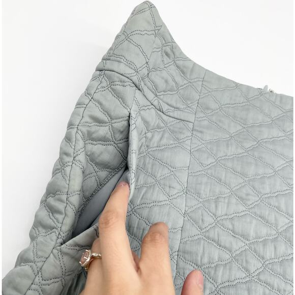 Thyskens Theory‎ Seedo Quilted Skirt A-line Ice Gray Blue Preppy Minimal Women 6 - Picture 6 of 13